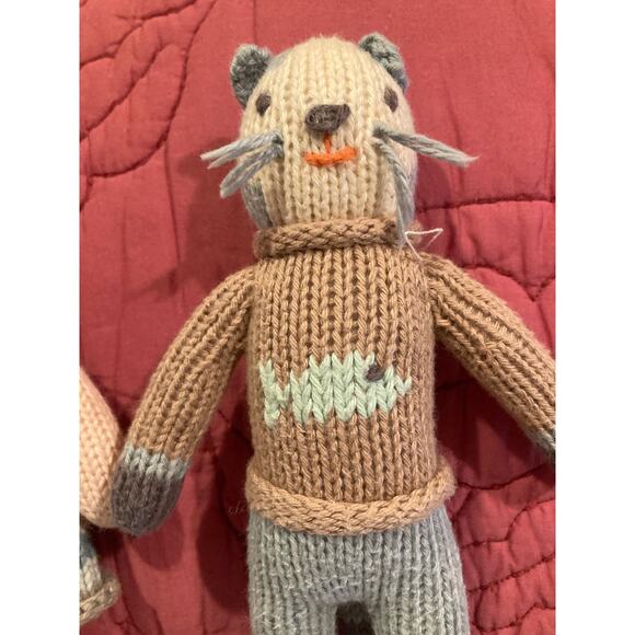 Blabla Crochet Knit Dolls Rattle Pair School Book & Sardine Cats Preowned - Picture 3 of 6